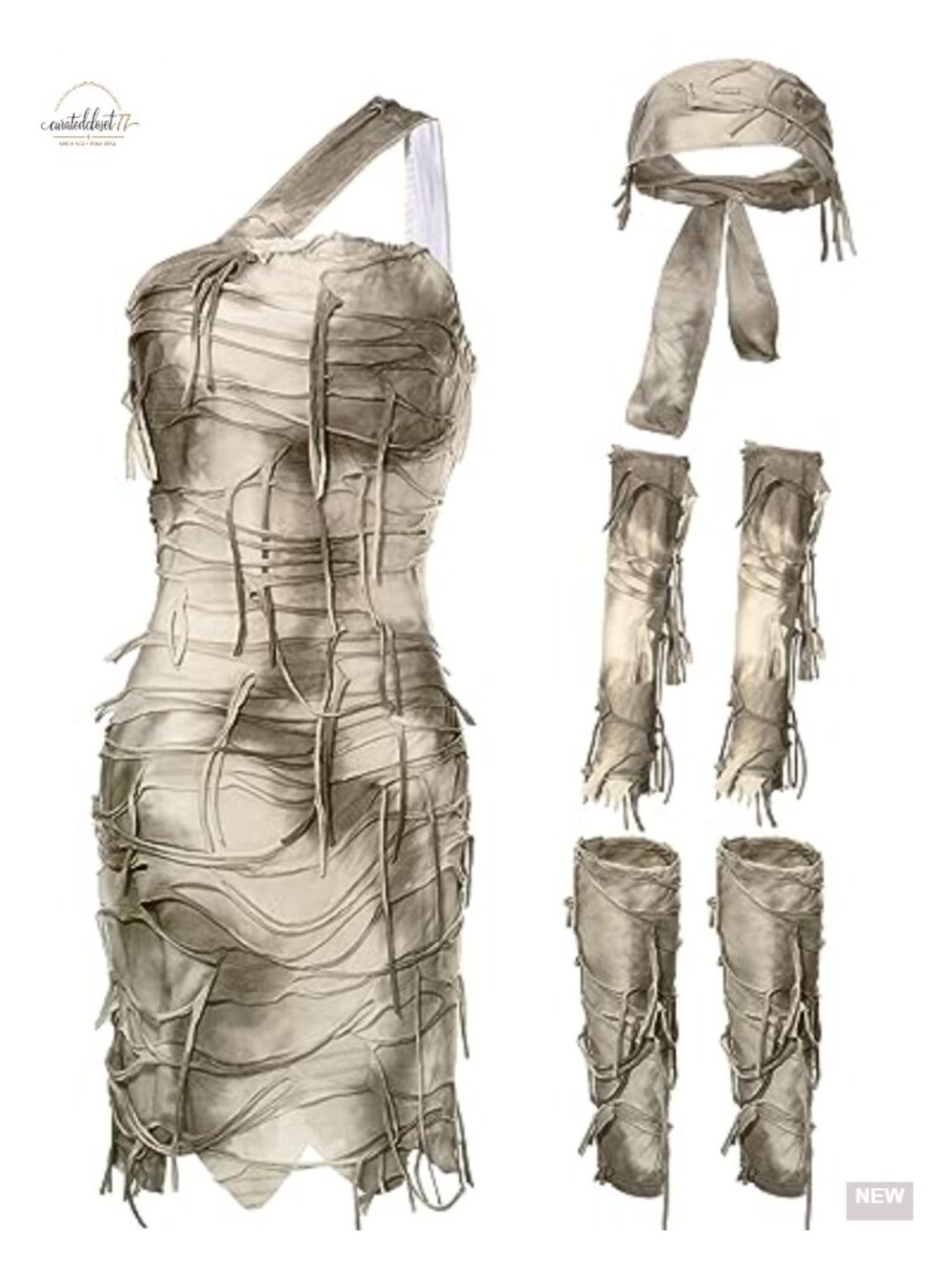 Women's Mummy Costume Dress 6 Pieces